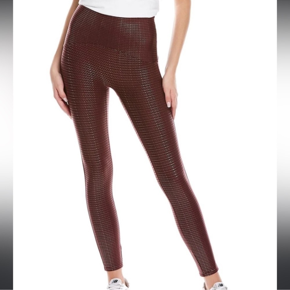 Spanx 7/8 Metallic Mist Leggings Wine Rose Gold Dots small
